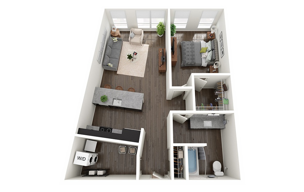 1 Bedroom I - 1 bedroom floorplan layout with 1 bath and 855 square feet.
