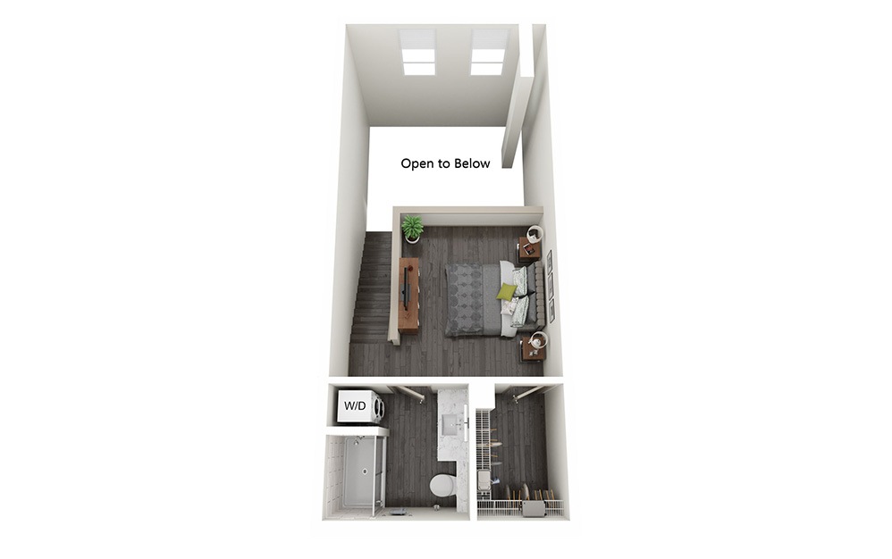 1 Bedroom Loft A - 1 bedroom floorplan layout with 1.5 bathroom and 829 - 940 square feet (Floor 2)