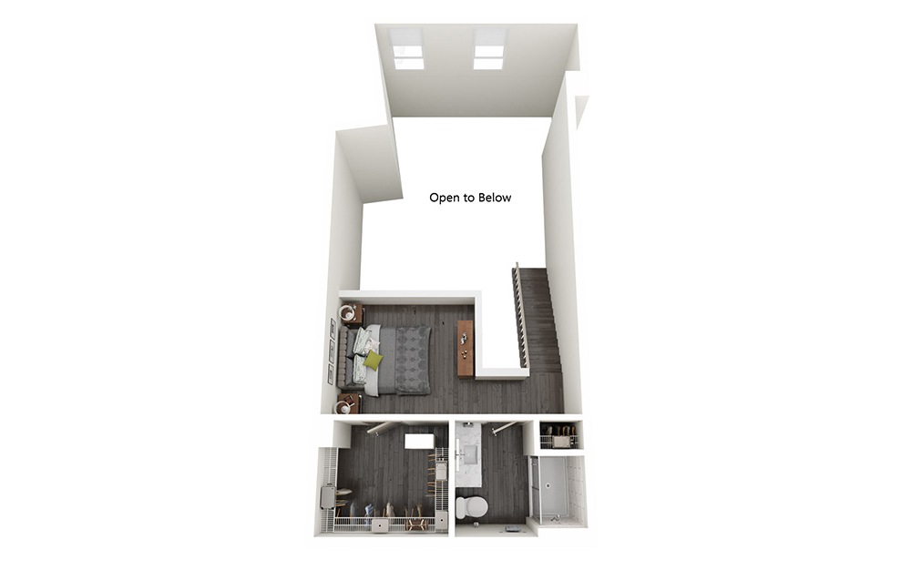 2 Bedroom Loft - 2 bedroom floorplan layout with 2.5 baths and 1400 square feet. (Floor 2)