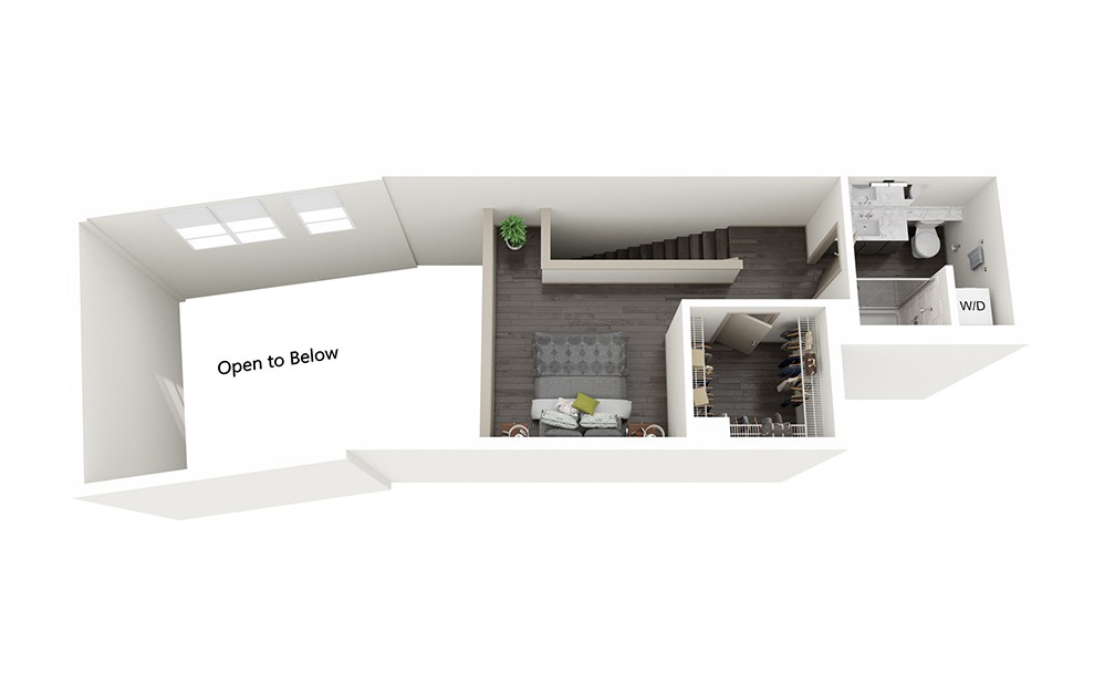 1 Bedroom Loft C - 1 bedroom floorplan layout with 1.5 bath and 1167 square feet. (Floor 2)
