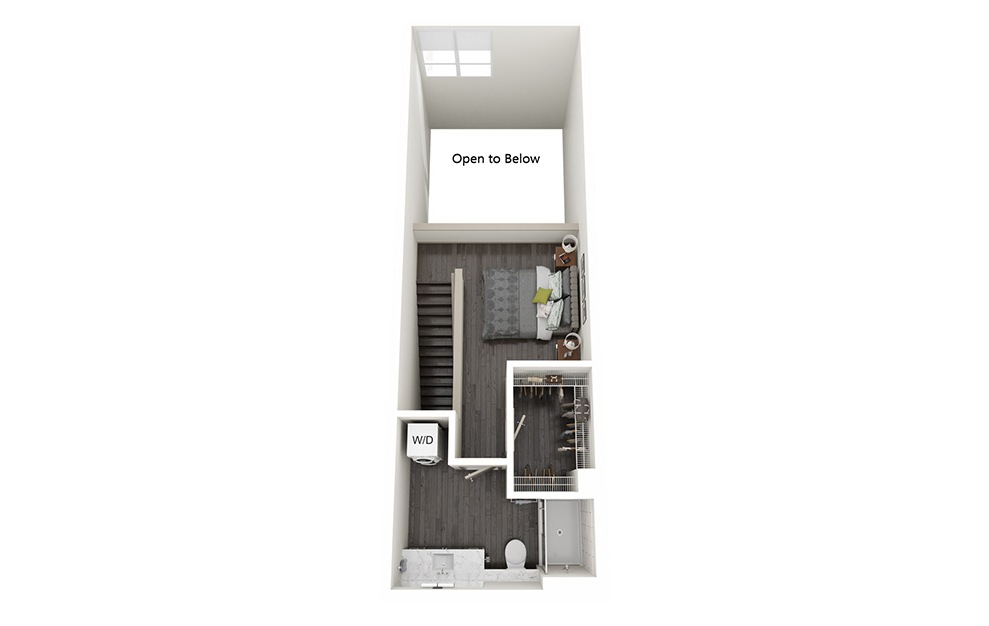 1 Bedroom Loft E - 1 bedroom floorplan layout with 1.5 bath and 1180 square feet. (Floor 2)
