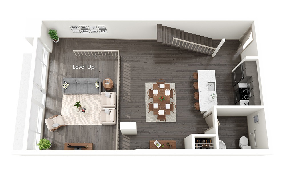 Live Work C - 1 bedroom floorplan layout with 1.5 bathroom and 996 square feet (Floor 1)