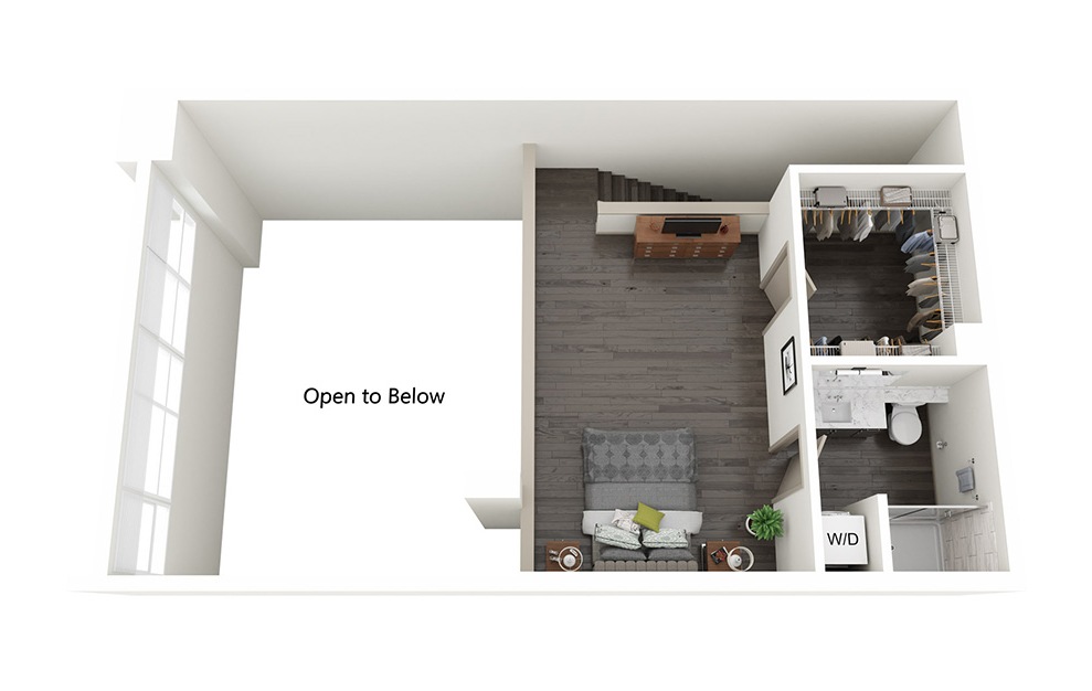 Live Work C - 1 bedroom floorplan layout with 1.5 bath and 996 square feet. (Floor 2)