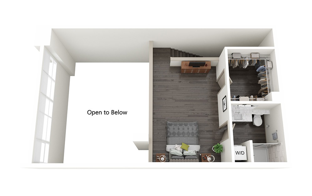 Live Work C - 1 bedroom floorplan layout with 1.5 bathroom and 996 square feet (Floor 2)