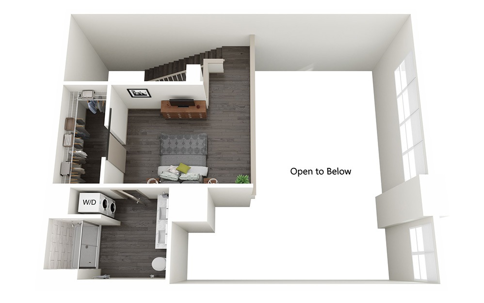 Live Work  D - 1 bedroom floorplan layout with 1.5 bathroom and 1270 square feet (Floor 2)